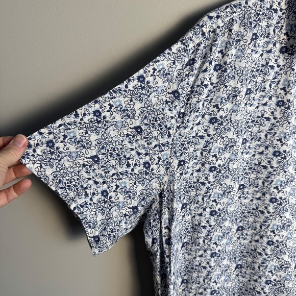 Caribbean Joe Men's Tropical Island Floral Short Sleeve Button Shirt Blue 2XT - Picture 2 of 15